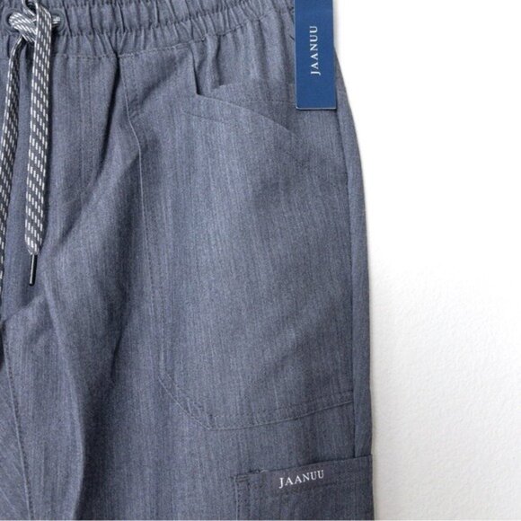 [SET] NWT Jaanuu 3-Pocket Scrub Top S Heathered Grey Slim 8 Pocket Cargo Pant XS - Picture 13 of 14